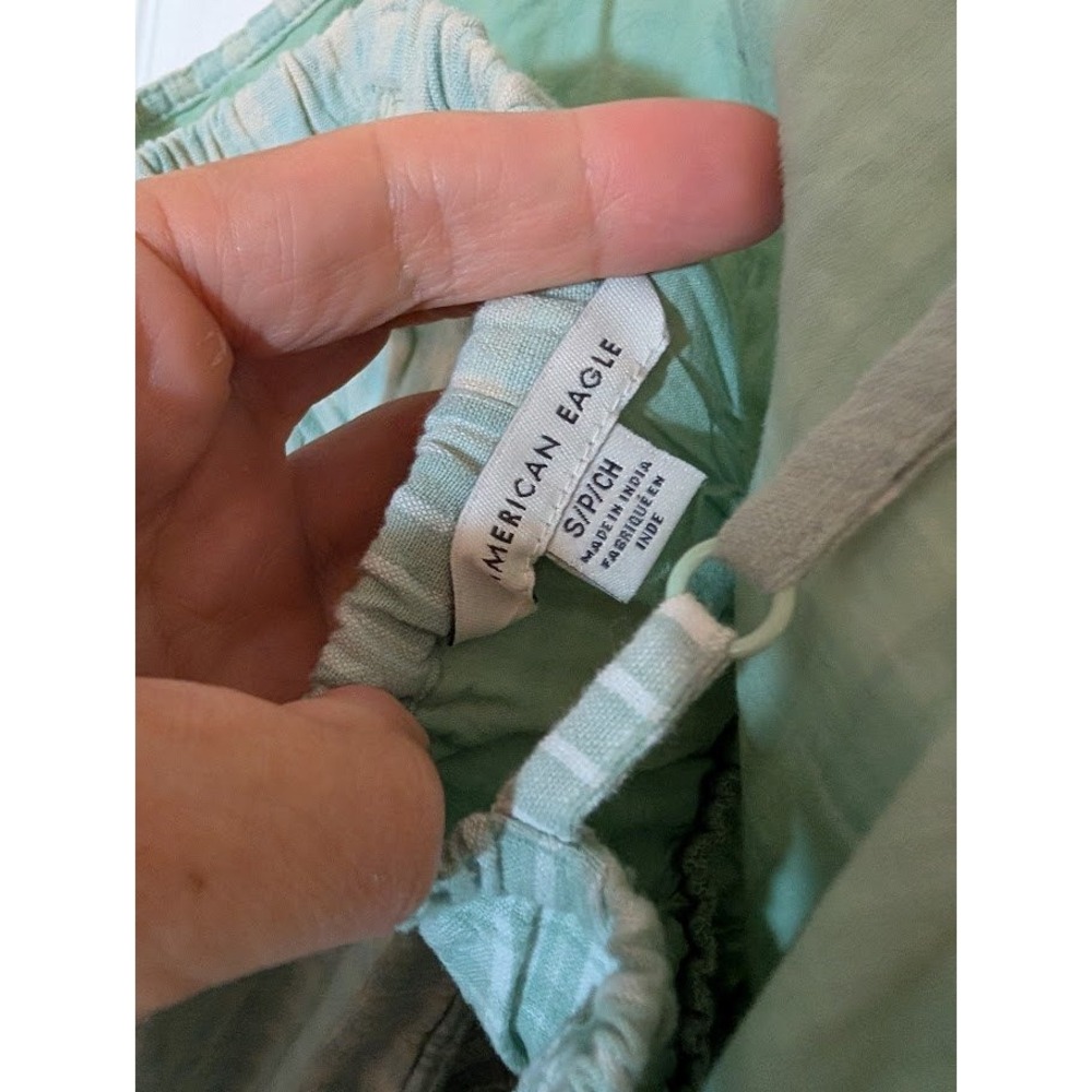 AE American Eagle Plaid Mix Cami Mini Dress Green‎ White Sz Small Cotton - Picture 4 of 5